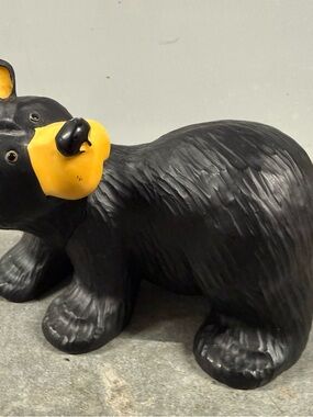 Bearfoots Black and Yellow Ceramic Bear Figurine - Decorative Home Accent